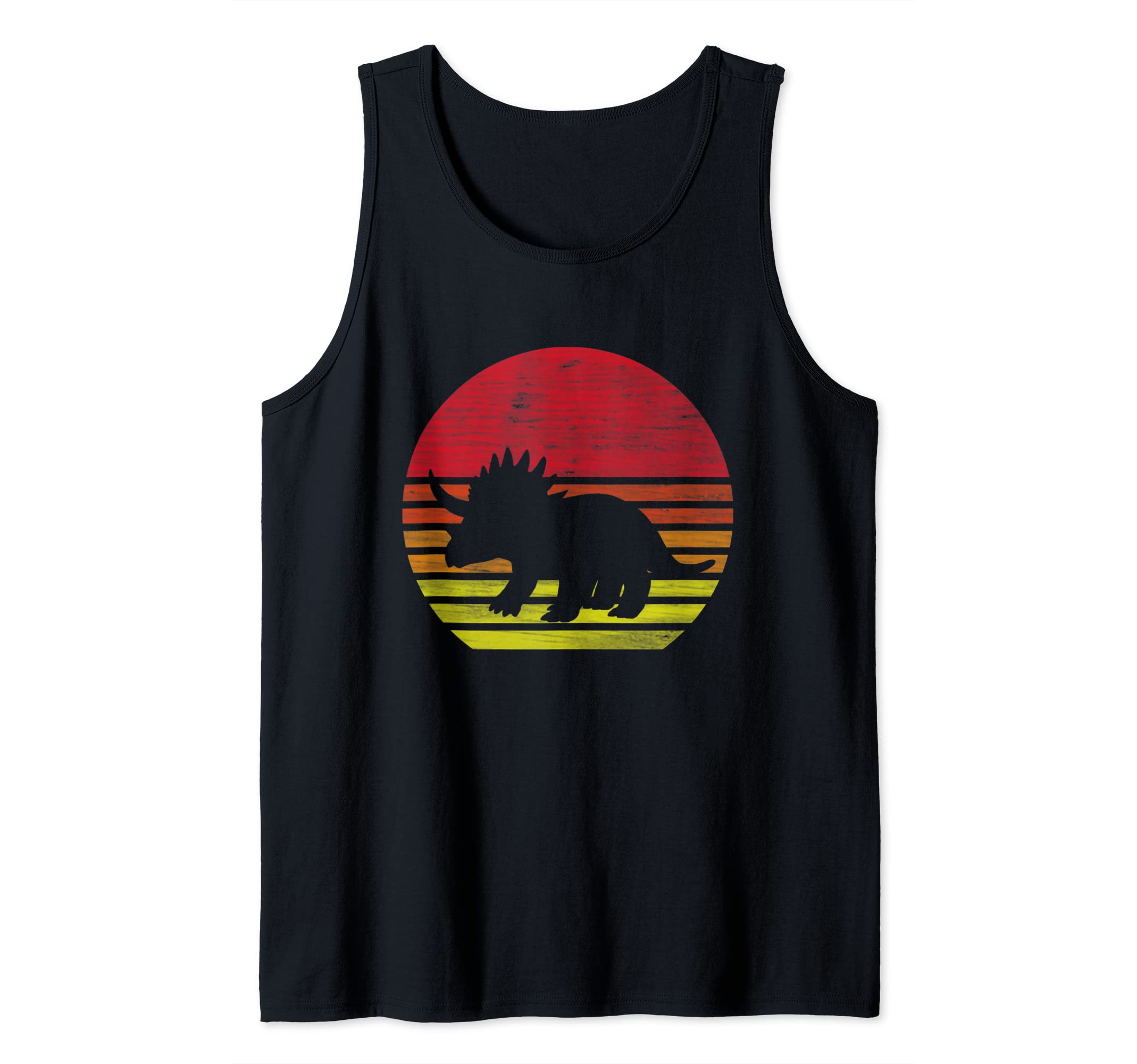 Retro Dinosaur Triceratops Silhouette Tank Top