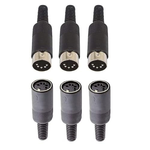 priaolker Black Plastic Shell 5Pin Male + Female DIN Adapter Audio ...