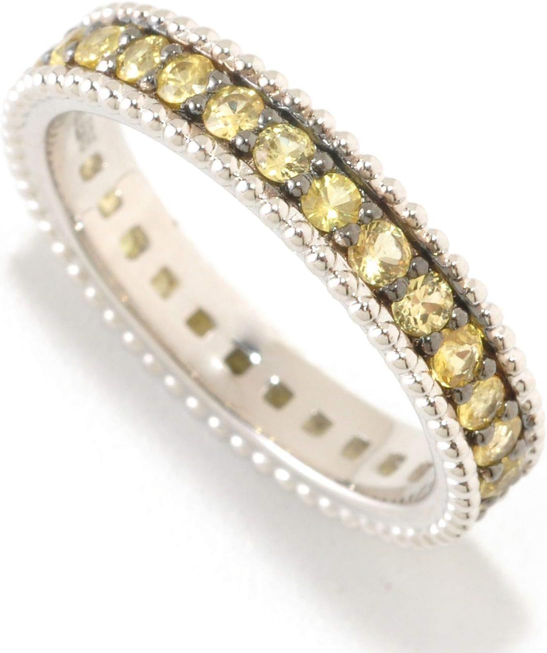 Sterling Silver 1.20ct Yellow Sapphire Eternity Band Ring
