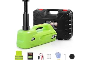 Simtamy Electric Car Jack 5Ton 12V Hydraulic Car Jack Lift (Lifting Range: 6.1~17.7 inch) Built-in Safety Hammer, and LED Lig