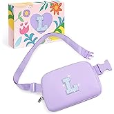 COSHAYSOO Purple Belt Bag Crossbody Initial Fanny Waist Pack Small Cross Body Purse for Teen Girl Daughter Granddaughter Unique Personalized Birthday Easter Gifts from Mom Dad Grandma Letter L