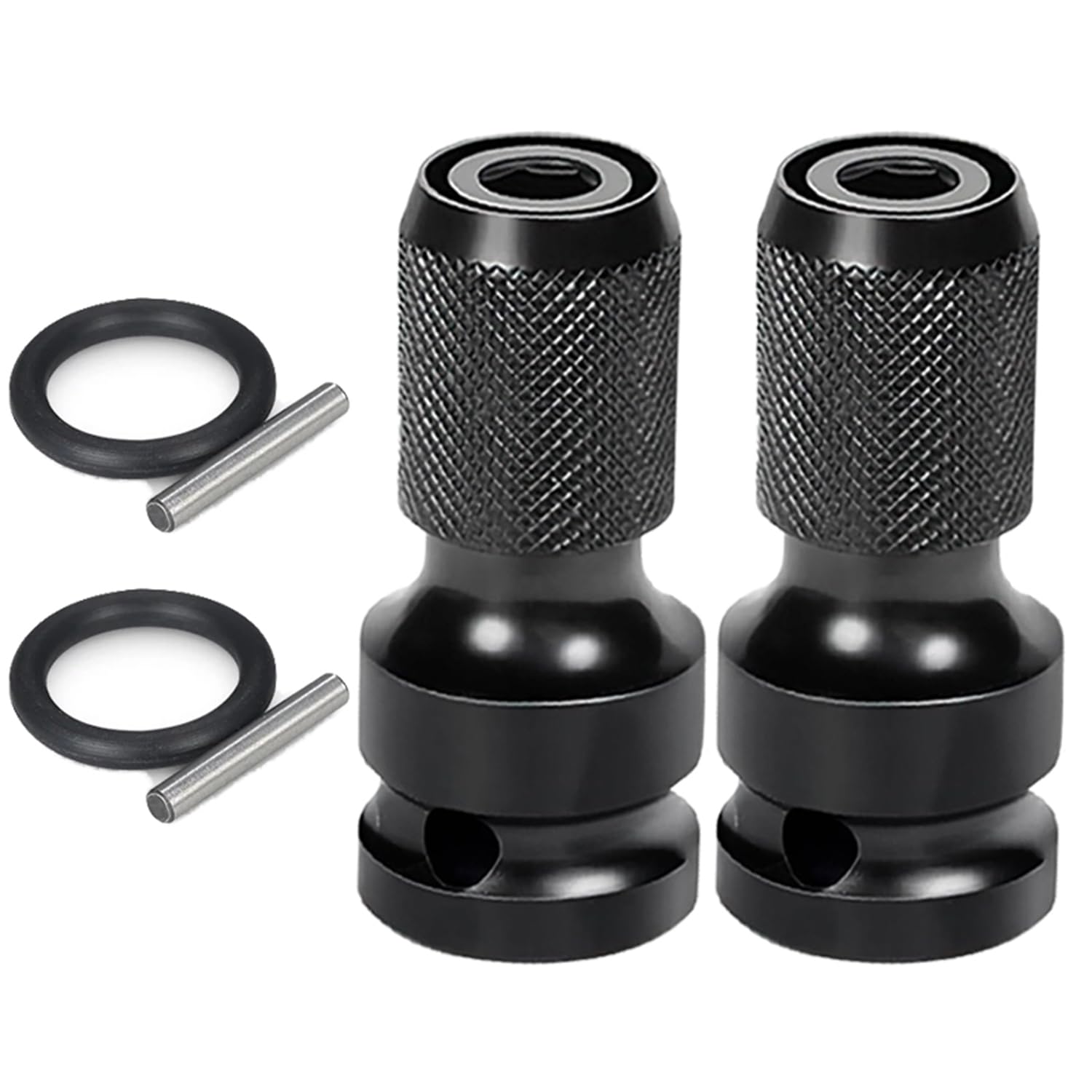 2PCS Juttzzei Impact Wrench Adapter, 1/2" Square Drive to 1/4" Hex Shank Socket Adapter, CR-V Steel 1/2 to 1/4 Inch Impact Driver Socket Quick Release Chuck Converter for Impact Driver Ratchet Wrench