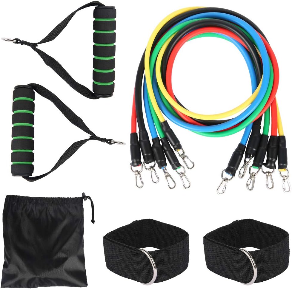 Exercise Resistance Bands Set,Fitness Stretch Workout Bands,Exercises Resistance Bands Latex Tube Handle Body Training Workout Yoga for Men Women Home Training Fitness Gym Pilate Yoga Muscle