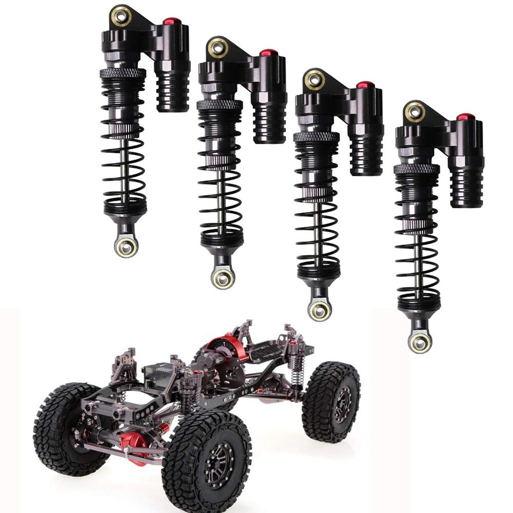 Hensych 4PCS RC Shock Absorber Aluminum Alloy High Strength Springs Shocks Set Damper, Double Barrel Negative Pressure Shock Absorber for 1/10 RC Car Truck Axial/SCX10/D90 /TRX-4 RC Crawler Car