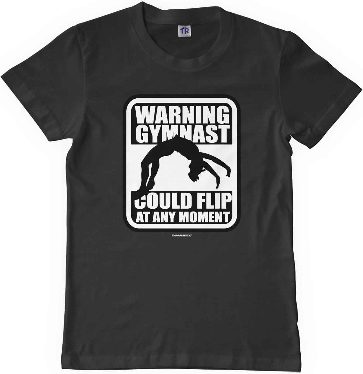 Threadrock Big Girls' Warning Gymnast Could Flip at Any Moment Youth T-Shirt