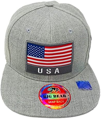 GREAT CAP USA Flag Snapback - Classic US Flag 3D Embroidered Baseball Cap Size Adjustable Fahsionable Daily Outdoor Snap Closure Hat - Flag USA Heather Grey
