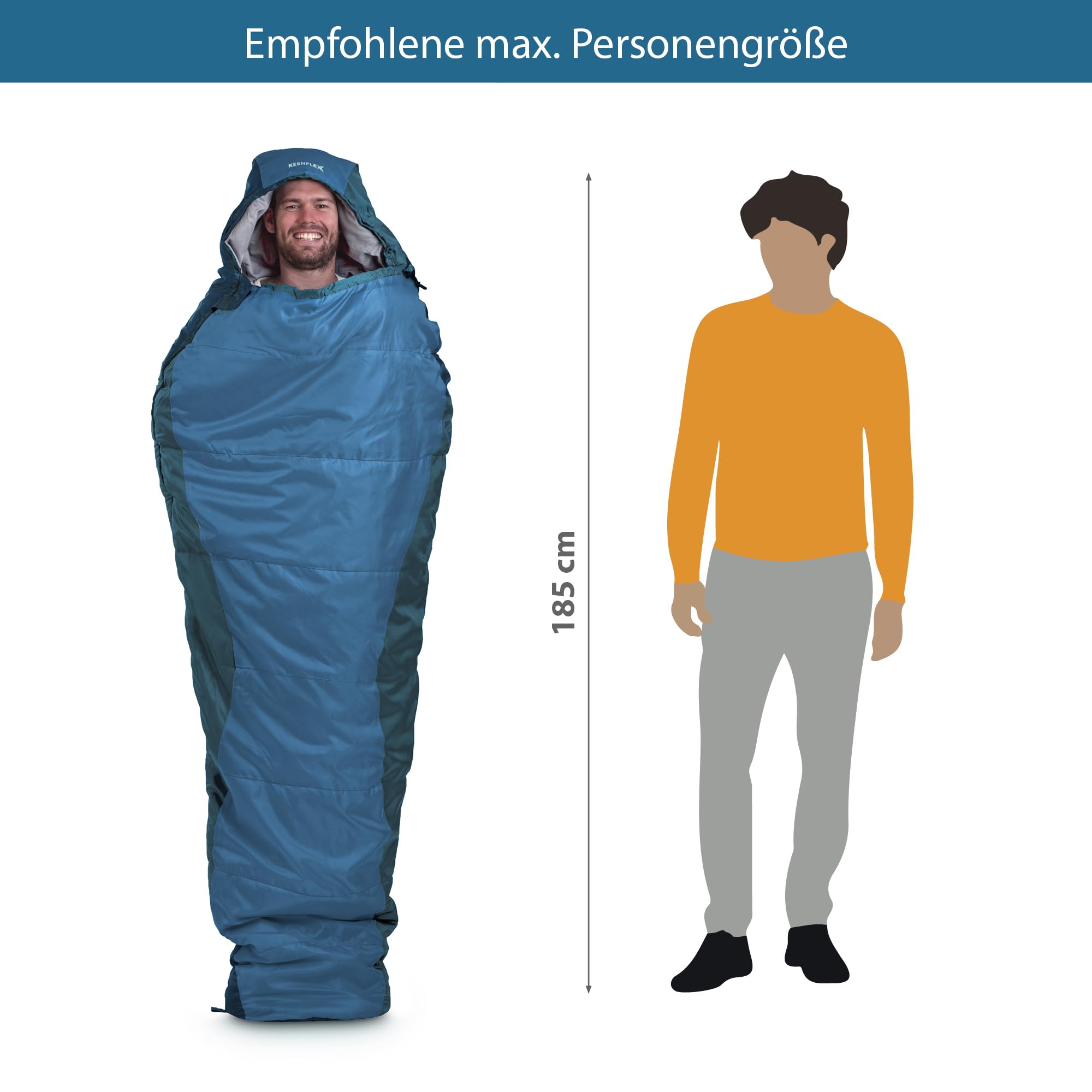 KEENFLEX Schlafsack Erwachsene - kleines packmaß - Sommerschlafsack 950g - 3 Jahreszeiten 1500g - Ultraleicht Mumienschlafsack für Trekking, Camping, Outdoor & Festivals 7