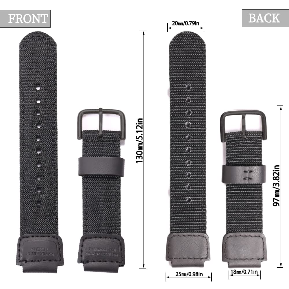 XBHSW 18mm Nylon strap Compatible with Casio AQ-S810W AE1200WH SGW-300H 400 500 MRW-200H Men's weave Watch Band