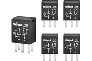 Nilight SPST Multi Purpose Relay 12V 5 Prong Fuel Pump Relay 5Pack 35A/20A Ultra Micro ISO Automotive Replacement Accessory Power Relays for Automotive Cars Truck tractor Marine Boat, 2 Years Warranty