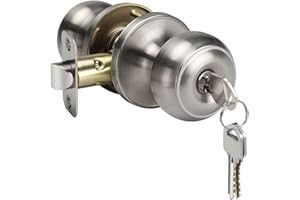 goldenwarm Door Locks for Entry Door Knob Exterior Knob Lock with Key Brushed Nickel Doors Handles with Lock Easy Install Lef