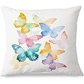 JINYO Butterfly Pillow Covers 18x18 inch, Butterfly Gifts for Women, Butterfly Throw Pillow Cover, Butterfly Room Decor for Girls, Preppy Room Decor