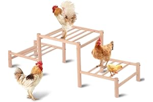 Moyardow Chicken Perch, Natural Beech Wood Roosting Ladder, Chick Perch for Strong Wooden Roosting Bar for Poultry, Jungle Gym & Toys.