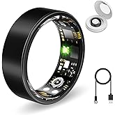 Aichiken Smart Health Ring for Women Men Fitness Tracker with Heart Rate, Blood Oxygen,Sleep Monitoring, Step Counting, IP68 Waterproof for iPhone and Android, No Subscription Fee (Black, 10)