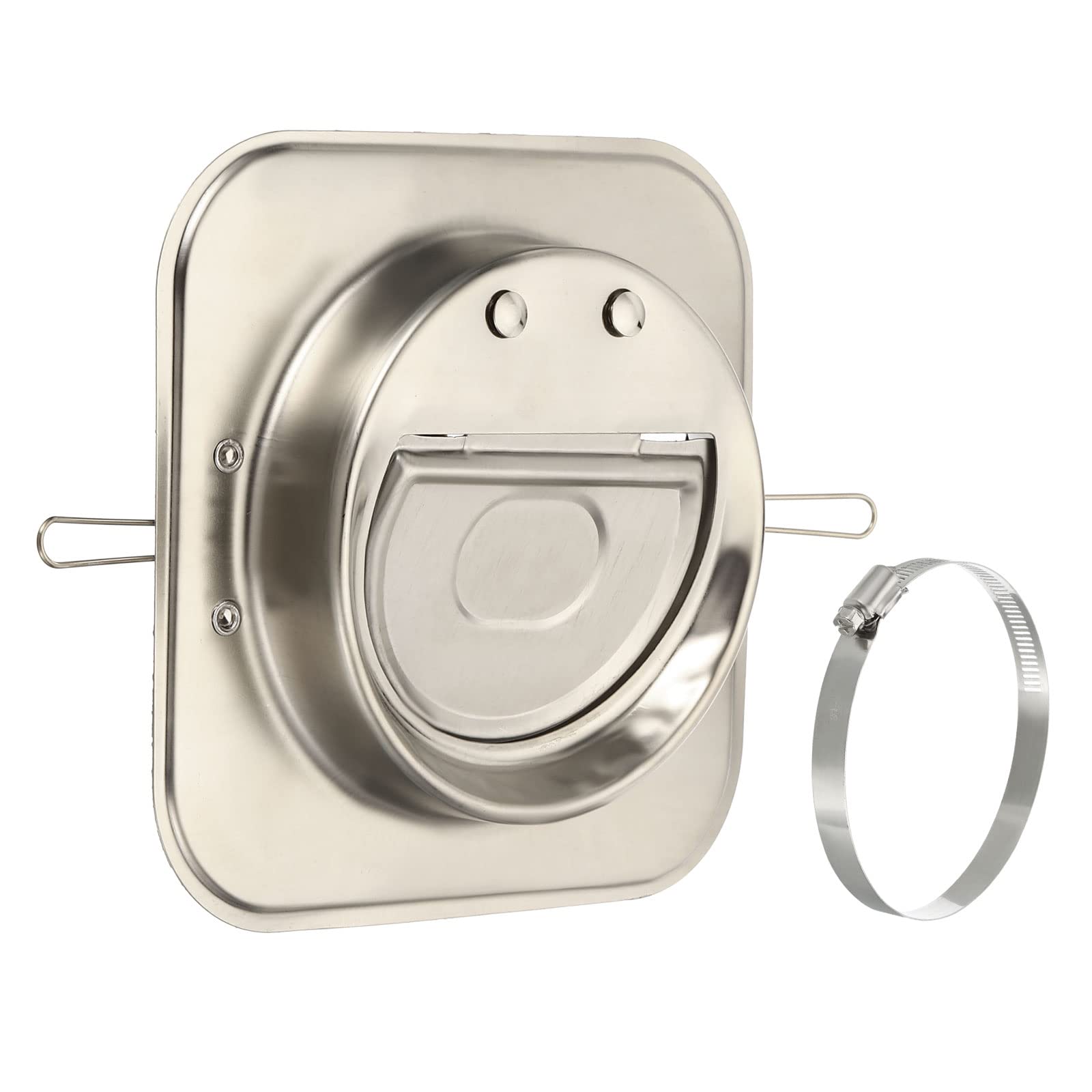 PATIKIL 4" Backdraft Damper with Ducting Hose Clamp, 1 Set Stainless Steel Flexible Airflow Insert Backflow Preventer Draft Blocker for Kitchen Bathroom