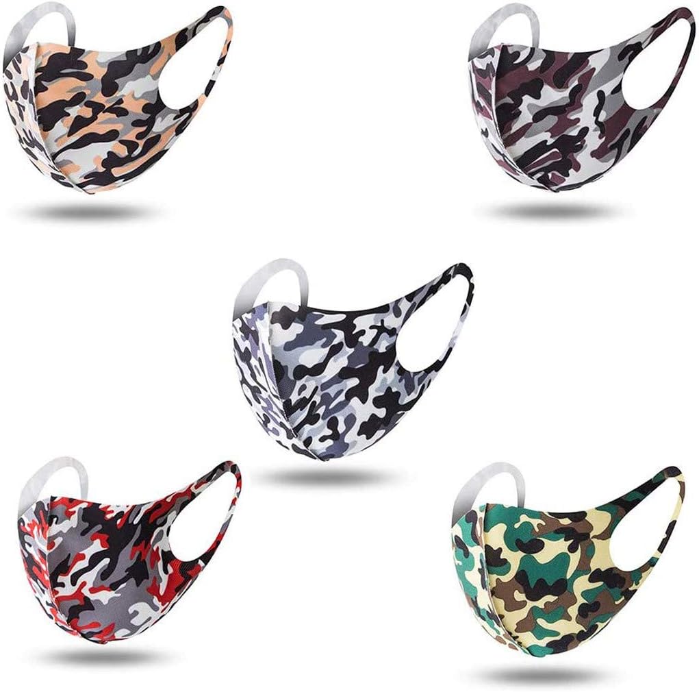 5PC Camouflage 𝐏𝐌2.5 Breathable Mouth 𝐌𝐚𝐬𝐤 Unisex Face 𝐌𝐚𝐬𝐤 Anime 𝐌𝐚𝐬𝐤 Face Cover Outdoor Safety Protection