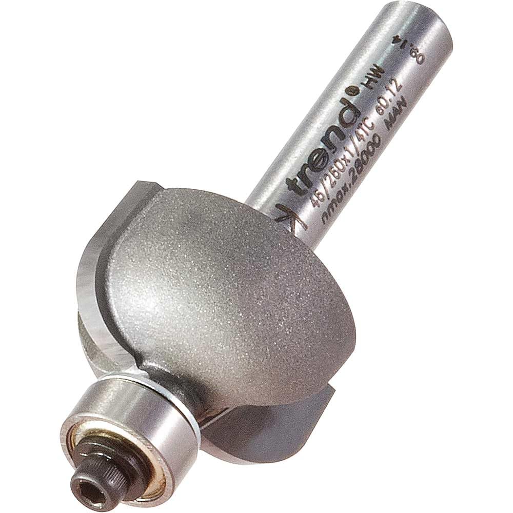 Trend Professional Bearing Guided Cove Router Cutter, 6.3mm Radius, 1/4 Inch Shank, 22.2mm Cut Diameter & 14.3mm Cut Length, Two Bearings, Tungsten Carbide Tipped, 46/260X1/4TC