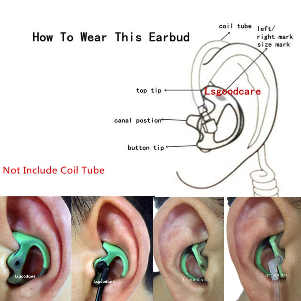 2 Way Radio Open Ear Insert Earmold Ear Bud Ear Piece Medium Black