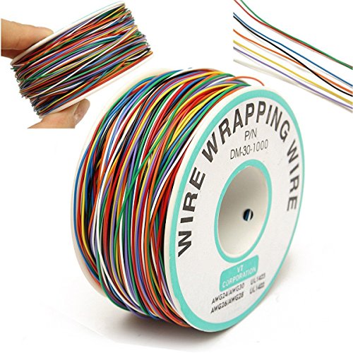 HuaHuiYuan Colored Insulation Cable B-30-1000 250M 30 AWG 8-Wire Test Wrapping Wire, Tinned Copper Solid Cable - Thumbnail 2