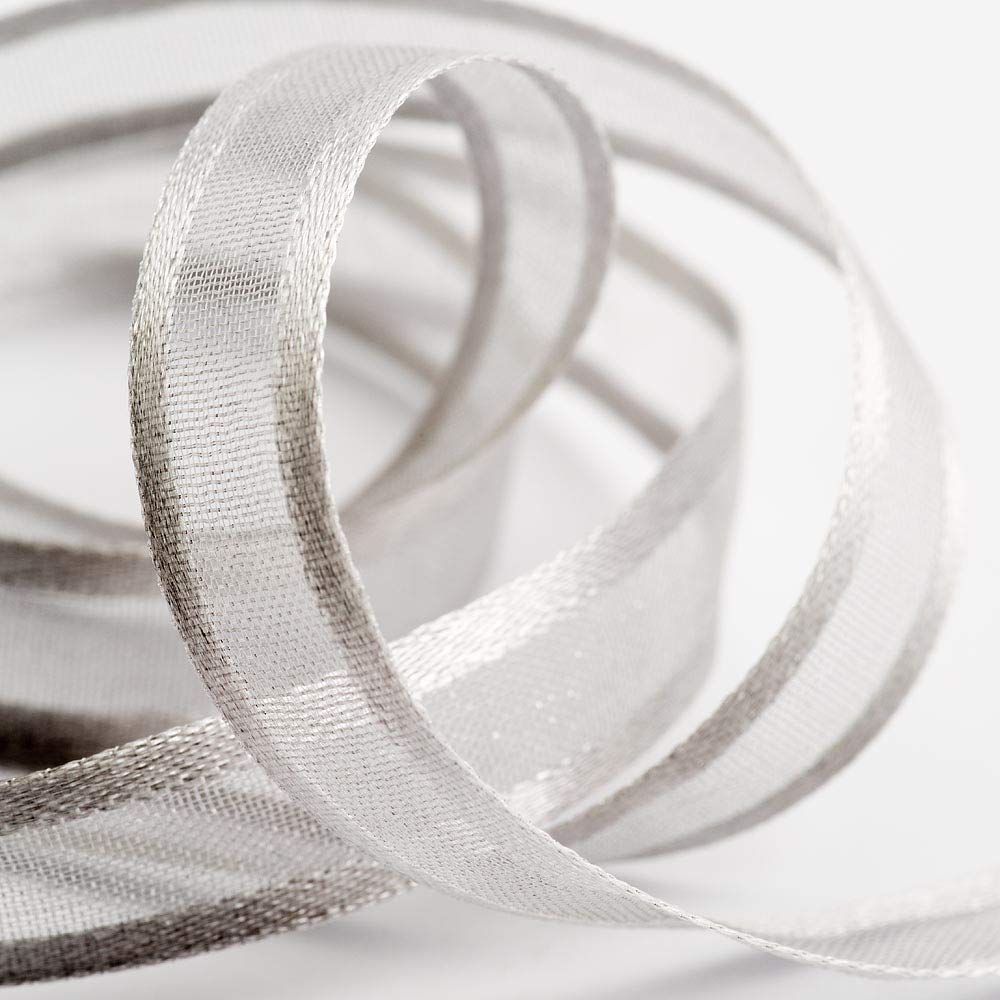 Italian Options - Satin Edge Organza Ribbon - 38mm x 25M - Silver — image 1