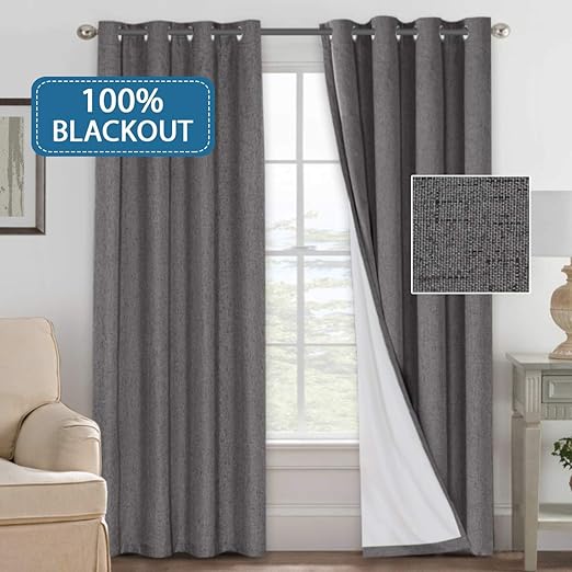 Amazon Com H Versailtex 100 Blackout Linen Look Waterproof Grey