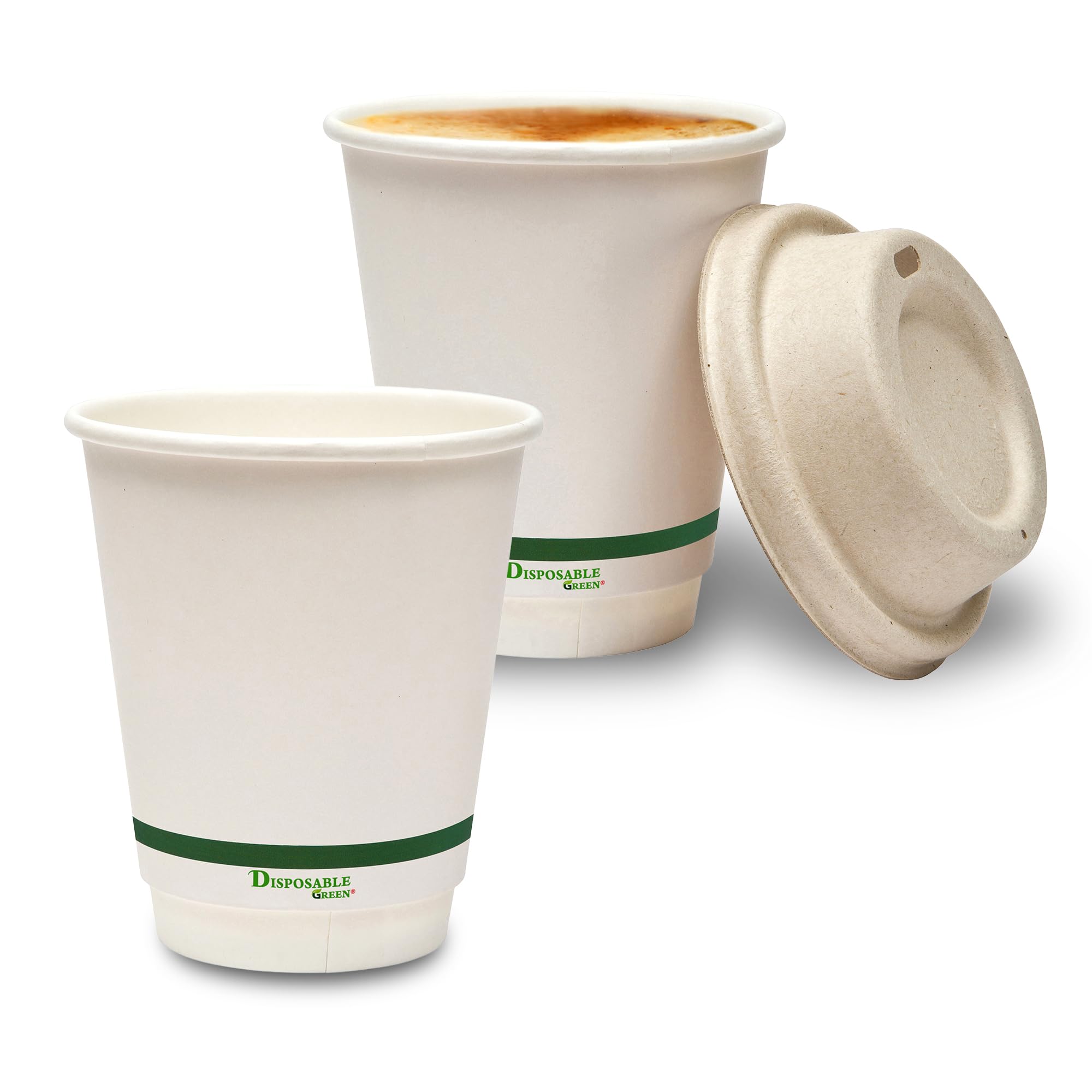 DISPOSABLE GREEN - NEXTGEN Coffee Cups, Double Wall Disposable Coffee Cups with Aqueous Lining, Takeaway Cups for Cold & Hot Drinks, Sturdy & Leak Proof Disposable Cup, 8 oz, 25 Pack