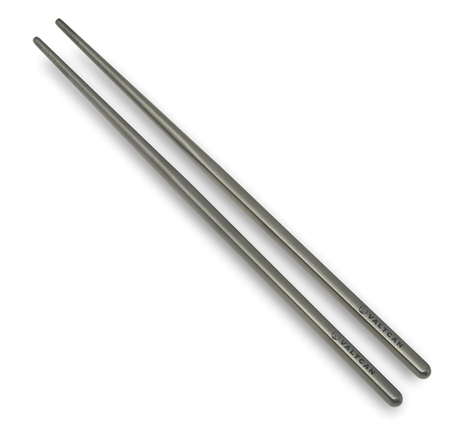 Valtcan Titanium Chopsticks 9 inch 27g Ultralight - Grooved Tips, Zero Metallic Taste, Squared Anti-Roll Ends, Reusable Sushi Noodle Ramen Chopstick, Dishwasher Safe, Carry Bag, Camping Lunch