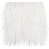 20 x 20 Inch Faux Fur Square Fabric for Therian Mask (White) | Fluffy Fuzzy Fabric Craft Shaggy Fur for Therian Gear Furry Mask DIY Material, Suitable for Gnomes Beard Hair Cosplay