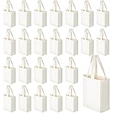 Amylove Mini Tote Bag Sublimation Blank Canvas Tote Bags Reusable Grocery Luggage DIY Sack Goody for Party Event(8 x 10 x 4 Inch,Natural Color,24 Pcs)