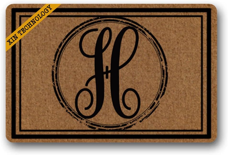 Artsbaba Doormat Personalized Your Text Door Mat Letter H Monogram Doormats Monogram Non-Slip Doormat Non-Woven Fabric Floor Mat Indoor Entrance Rug Decor Mat 23.6" x 15.7"