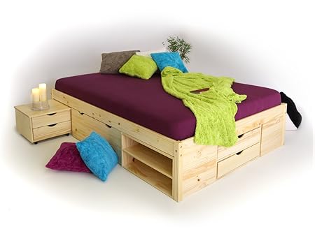 CLAAS Funktionsbett Stauraumbett 180 x 200 cm inkl. Schubkästen für Kinderzimmer Jugendzimmer als Kinderbett Jugendbett Holzb