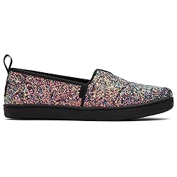 TOMS Girls Alpargata Loafer Flat, Black Chunky