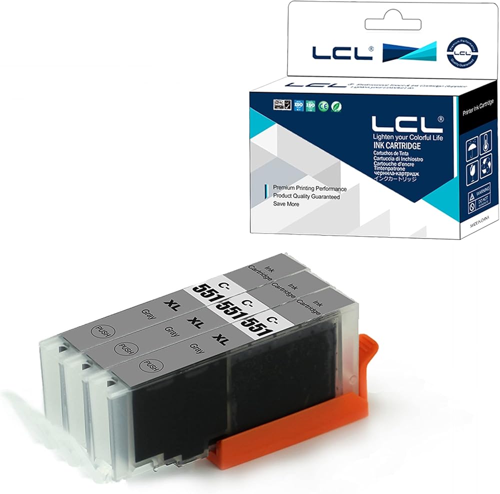 LCL 3pk CLI-551XL Grey Ink Cartridges for Canon PIXMA MG Series MX725 MX925