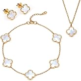 HighSpark Four Leaf Jewelry Set for Women | Designer Clover Necklace Earrings Bracelet Set | Lovely Gift
