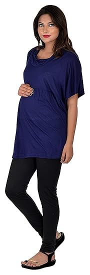 Cowl Neck Style Modal Maternity Tunic Top - Purple