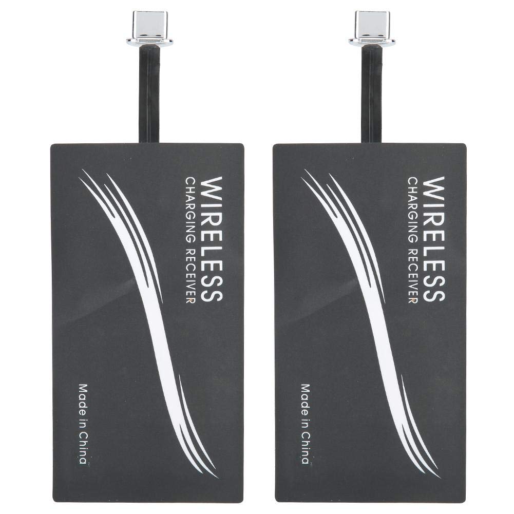2 PCS QI Standard Type-C Universal Wireless Charger Adapter Mobile Phone Sticker Charging Receiver