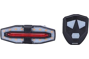 TIKATARER Solar Powered Bike Tail Light, Wireless Remote Control Rear Cycling Lamp with Turn Signals, Type C Rechargeable LED