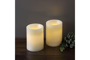 Martha Stewart. Flameless LED, 4 Inch Pillar Candles, Ivory, 2 Piece Set