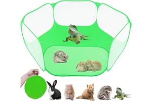 GABraden Small Animals Tent,Reptiles Cage,Breathable Transparent Pet Playpen Pop Open Outdoor/Indoor Exercise Fence,Portable Yard Fence (Cool Green)