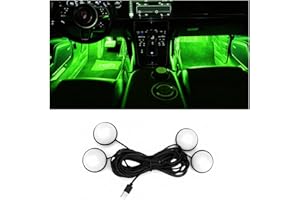 BESULEN Car Interior LED Lights, Automotive Ambient Neon Light Kit with USB Port, Car Accessories, Gifts for Men and Women, 4 in 1 Decoration Lights for Car, Garden, Home, Party（Green）
