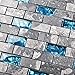 Ocean Teal Blue Glass Nature Stone Tile Kitchen Backsplash 3D Bath Shower Accent Wall Decor Gray Wave Marble 1 x 2 Subway Art Mosaics TSTNB03 (1 Sample 11.8 X 11.8 Inches)