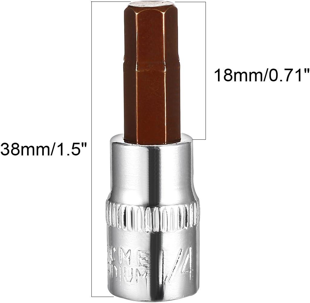 Sourcingmap 2pcs 1/4" Drive x H6 (6mm) Hex Bit Socket, S2 Steel Bits CR-V Sockets 1.5" Length Use with Ratchet Wrench - Image 5
