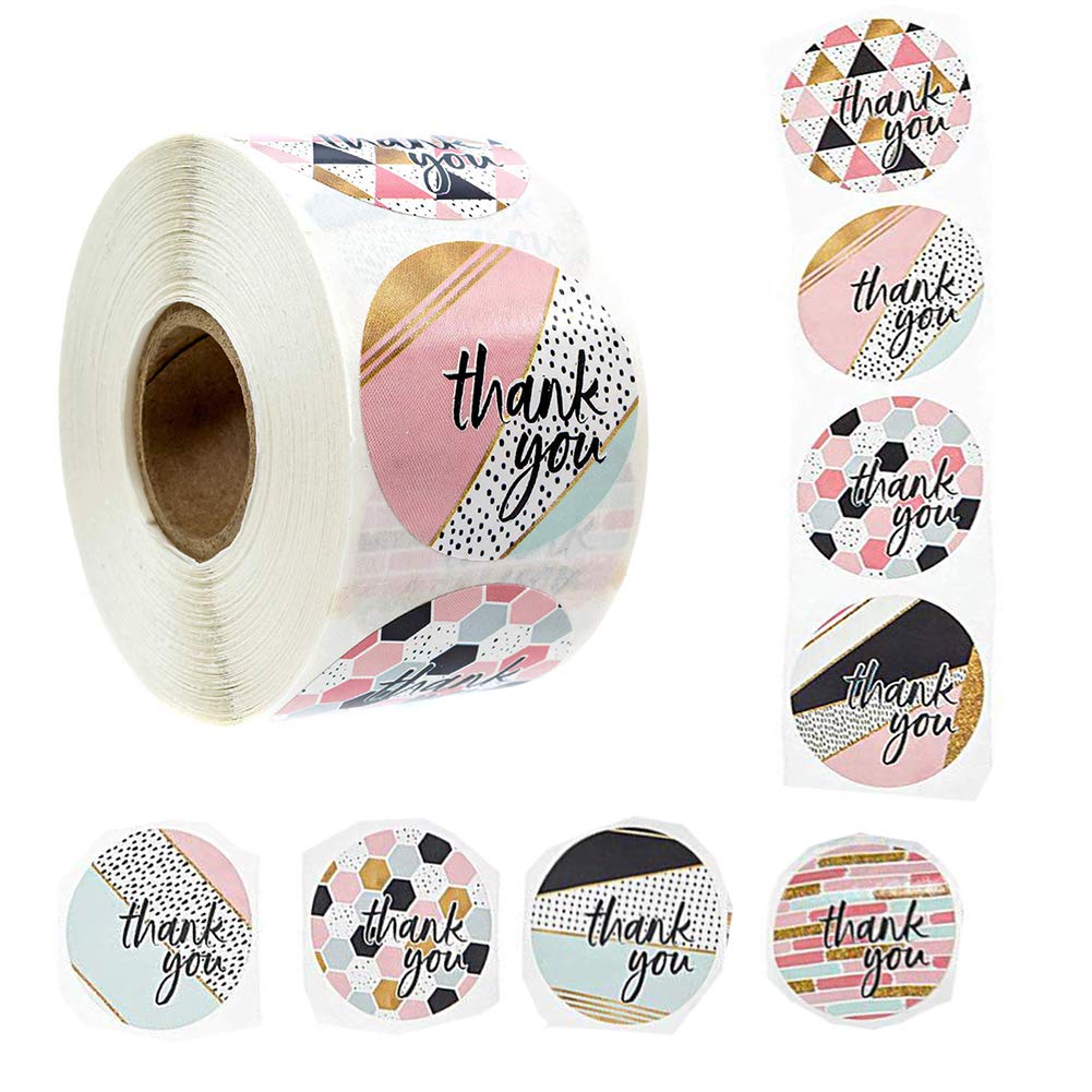 500Pcs Thank You Labels Round Baking Sticker Self-Adhesive Label Round Handmade Adhesive Stickers Labels Roll Decor for Homemade Gifts 1 inch