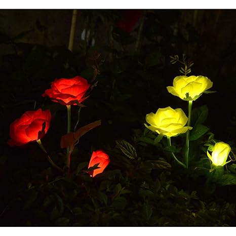 White Rose Flower Solar Led Rose Flower Garden Lights For Garden