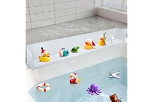 XIFENGLAN Extended Splash Guard For Bathtub Kid, Silicone Bath Tub Shelf With 11 Super-Strong Suction Cups, Prevents Water From Splashing And Staining The Floor,Allowing Children To Enjoy A Fun Bath Time, 2.6ft
