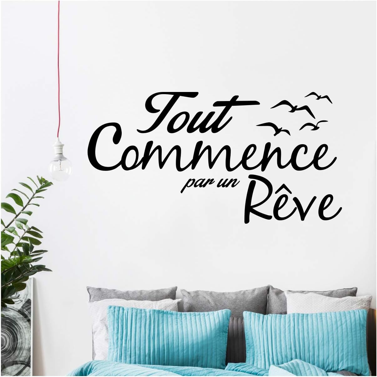 Ambiance-Live Sticker Everything Starts with a Dream Black, 55 x 110 cm