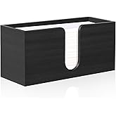 Wood Paper Towel Holder for Bathroom,Black Paper Towel Dispenser Countertop Folded Paper Towel Dispenser Clear Trifold Paper Napkin Holder for Z-fold C-fold MultiFold Trifold - Home Kitchen