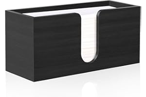 AFOROEOA Wood Paper Towel Holder for Bathroom，Black Paper Towel Dispenser Countertop Folded Paper Towel Dispenser Clear Trifold Paper Napkin Holder for Z-fold C-fold MultiFold Trifold - Home Kitchen