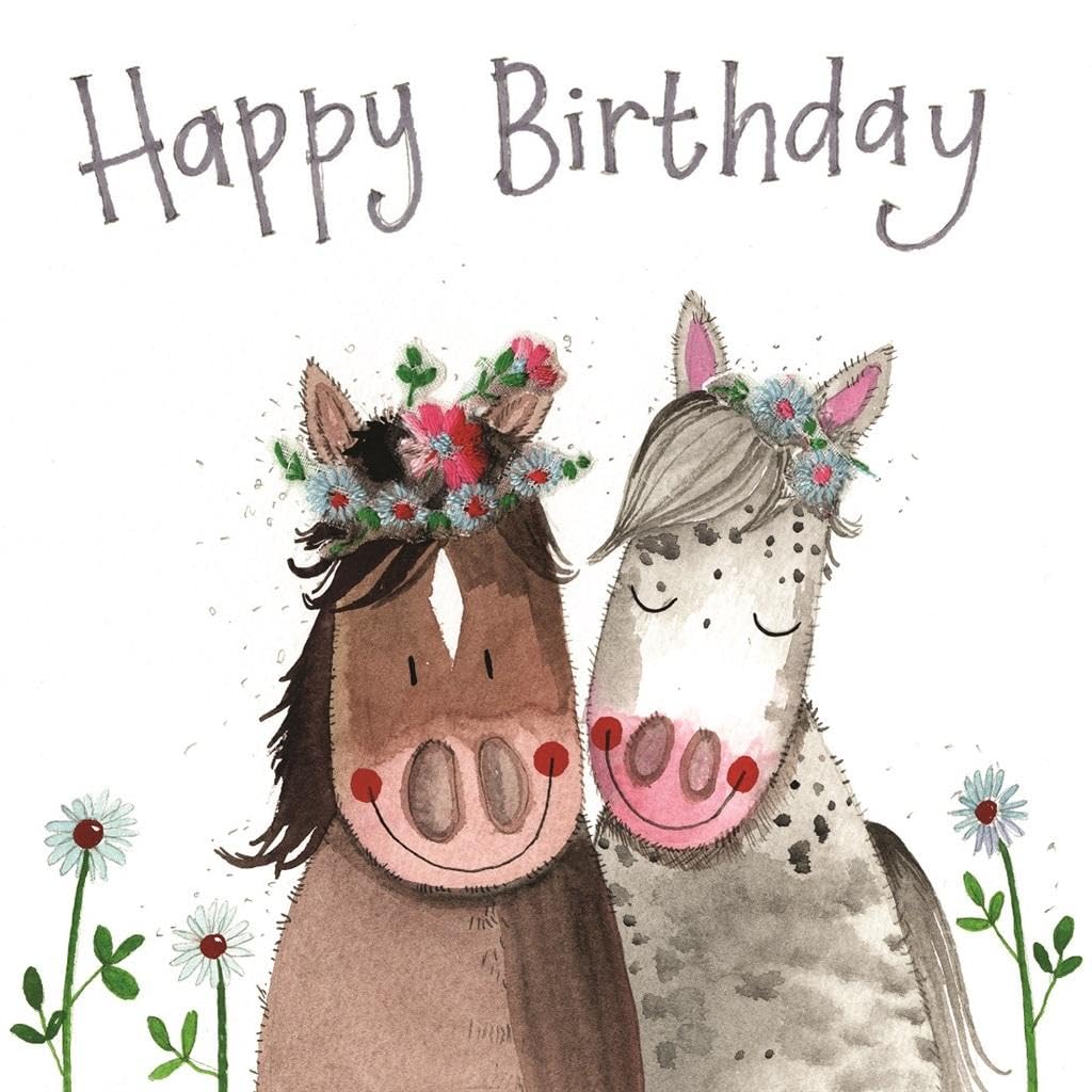 ALEX CLARK Happy Birthday Horses Foil Card