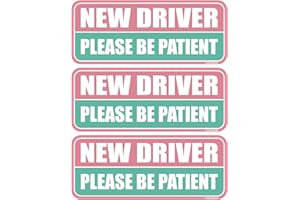 GEEKBEAR New Driver Car Magnet - Colorful, Reflective, Weather-Resistant - Rectangular 8.7 x 3.5 in (Light Pink/Turquoise, 3 Pack)