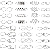 FASHEWELRY Golden Bow Connector Charms Bulk, Christmas Bowknot Link Charms, Infinity Links Geometric Hollow Bezel Pendants for Earring Bracelet Necklace Keychains Jewelry Making